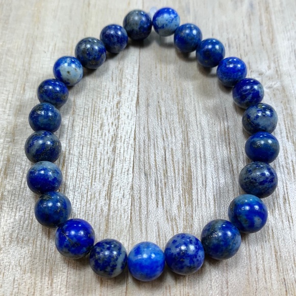 8mm Lapis Lazuli Chakra Stretch Bead Bracelet - Picture 5 of 7